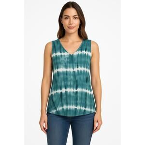 Belldini‎ Top Womens Tank Tie Dye Sleeveless V Neck Boho Summer Festival